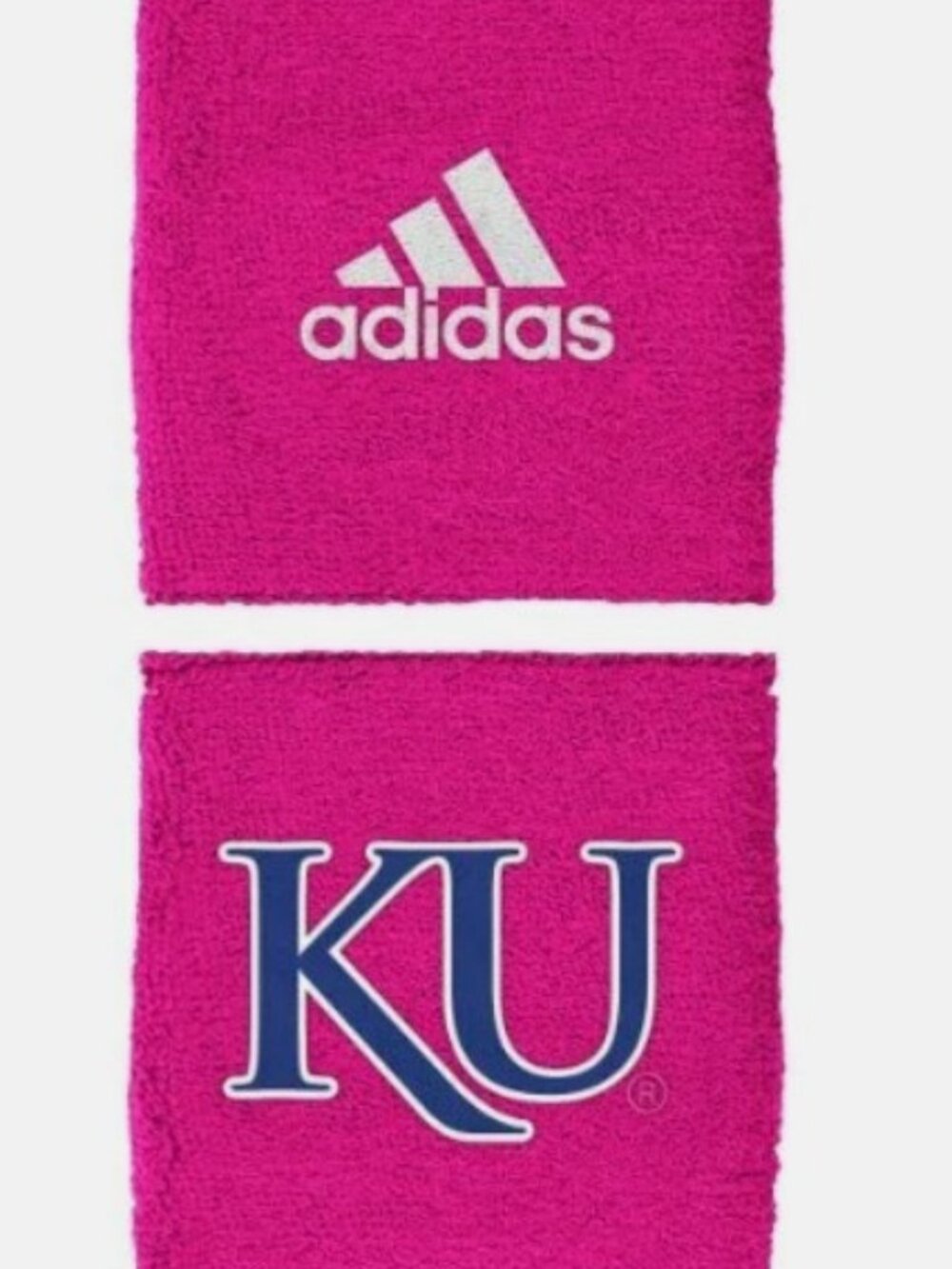 Adidas KU Kansas Jayhawks BCA Pink Sweat Wristbands NWT